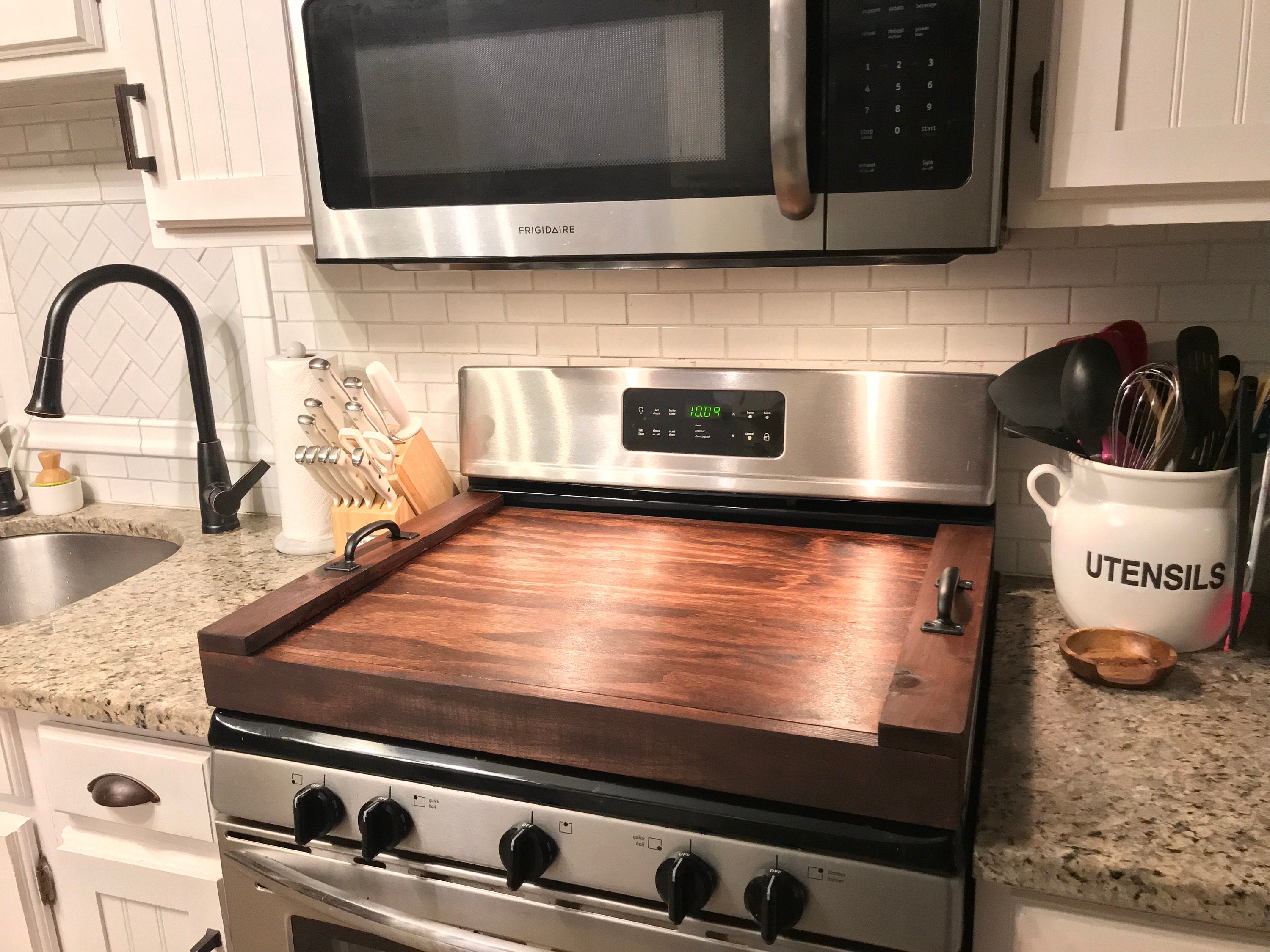 Noodle Board Stove Cover - Wood Stove Top Cover Wooden Stovetop
