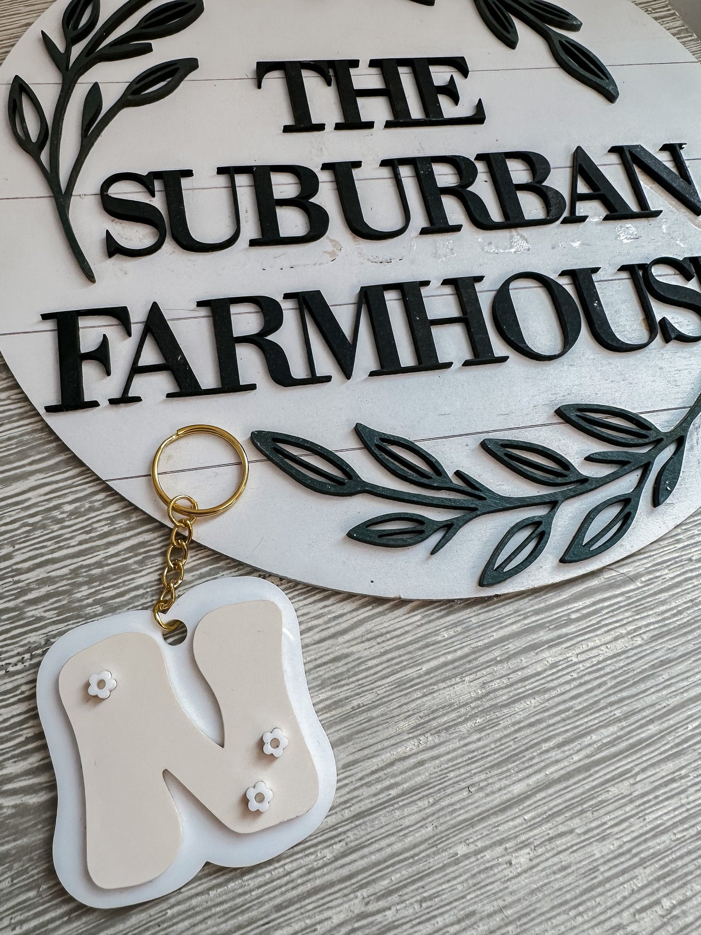 Retro Initial Keychain