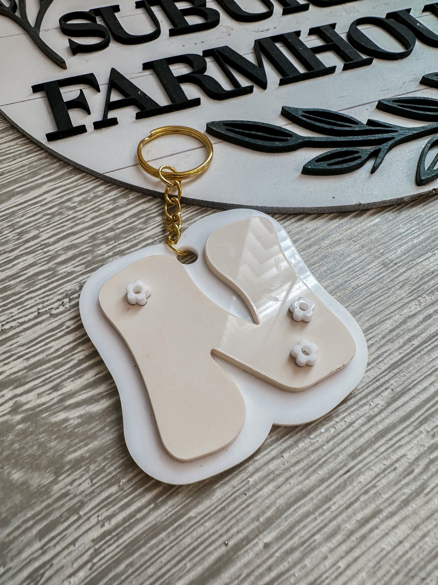 Retro Initial Keychain