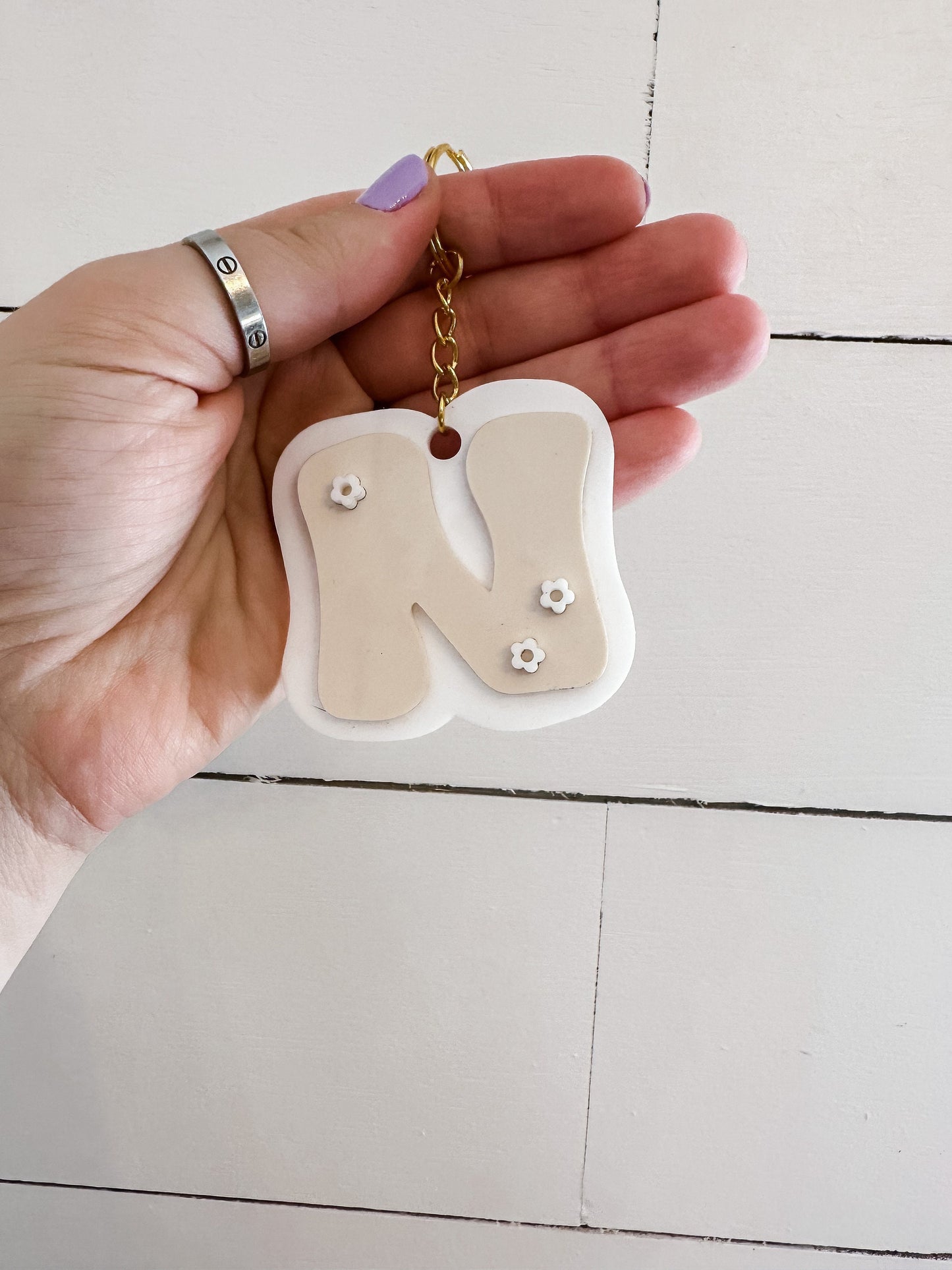 Retro Initial Keychain