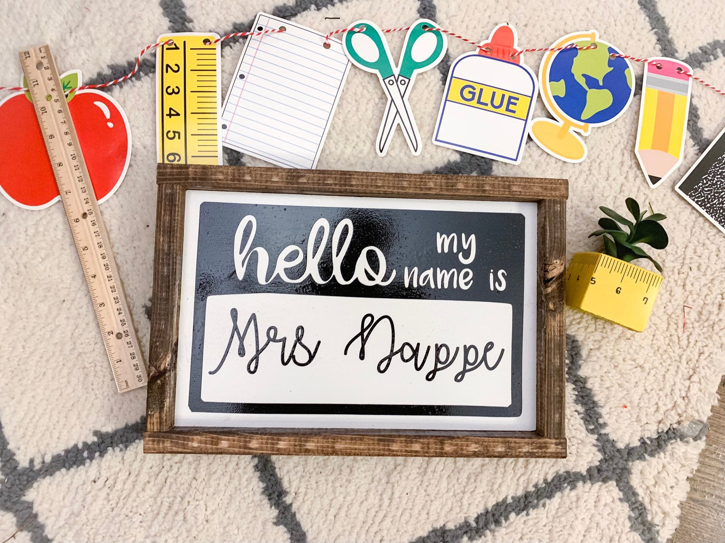 Teacher Hello Name Tag Sign