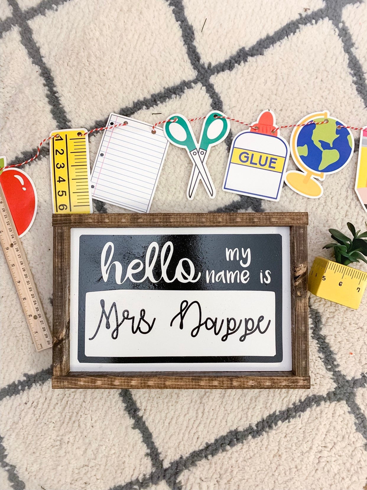 Teacher Hello Name Tag Sign